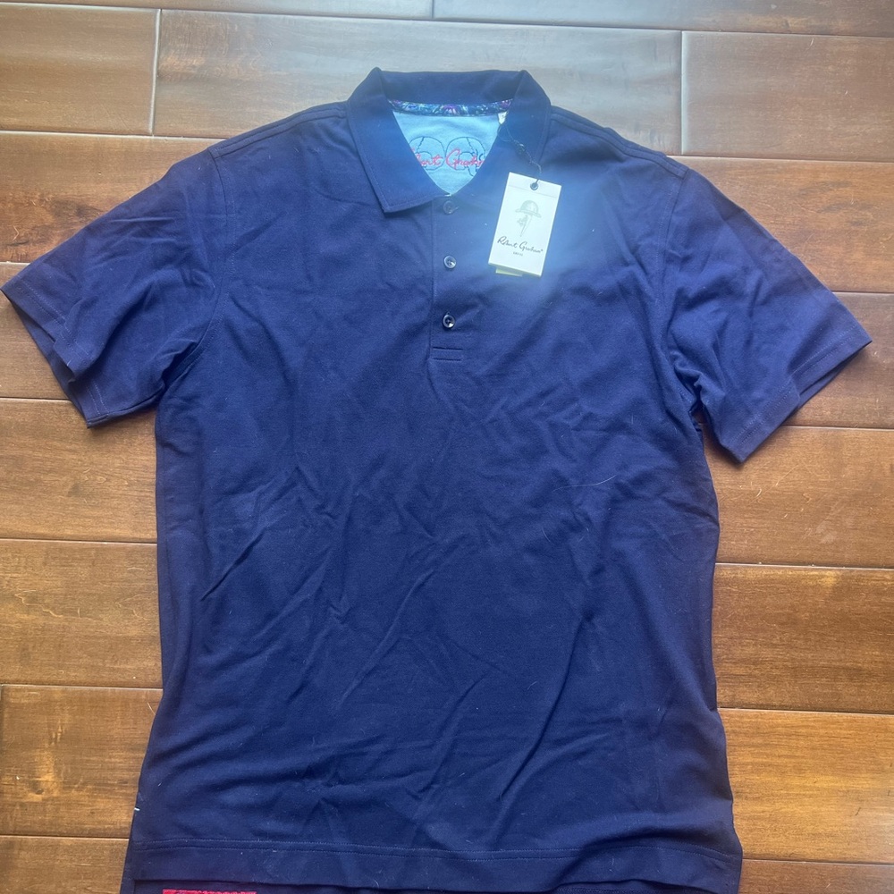 Robert Graham Blue Polo Shirt Classic Design